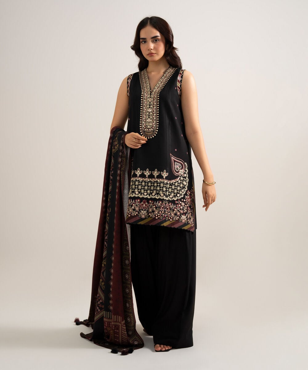 3 Piece - Embroidered Linen Suit 3PESGS26V837
