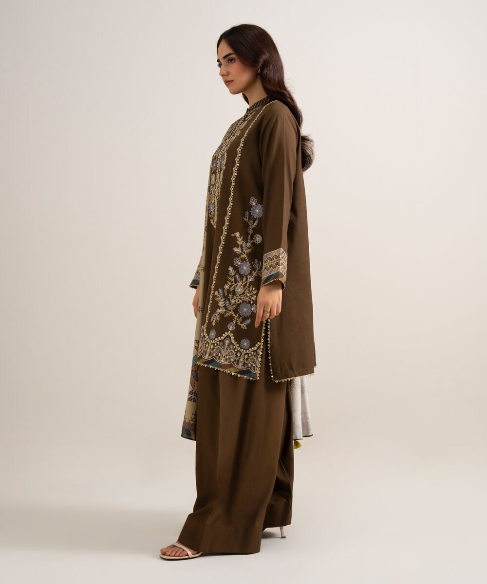 3 Piece - Embroidered Linen Suit 3PESGS26V840