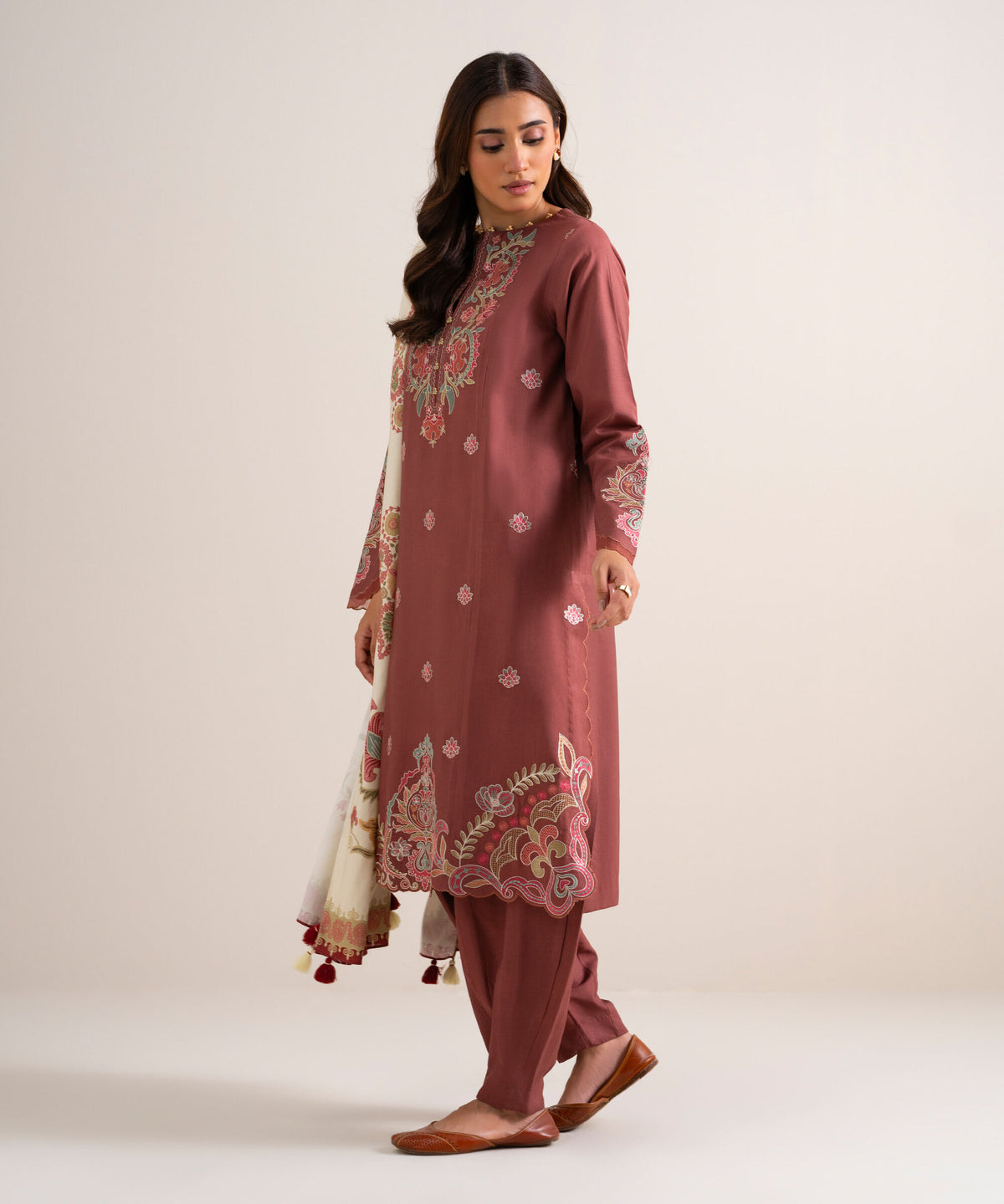 3 Piece - Embroidered Linen Suit 3PESGS26V854