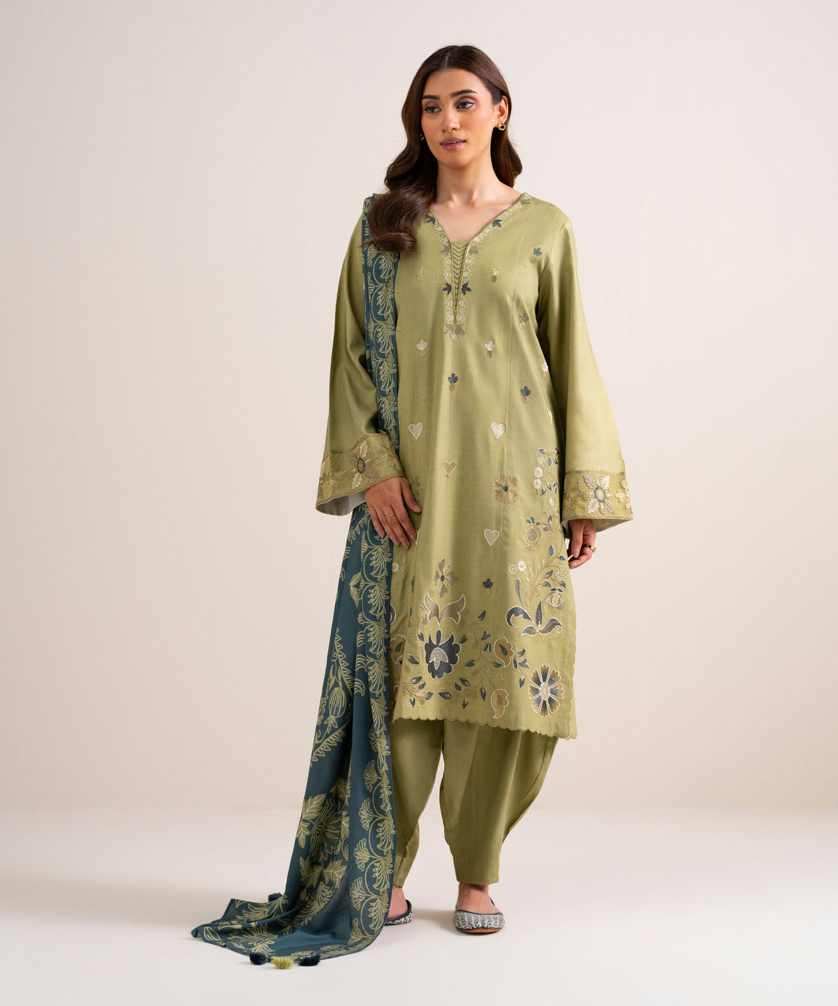 3 Piece - Embroidered Linen Suit 3PESGS26V855