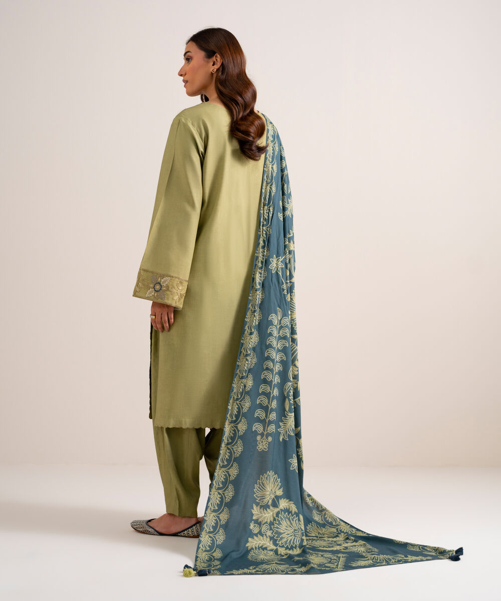 3 Piece - Embroidered Linen Suit 3PESGS26V855