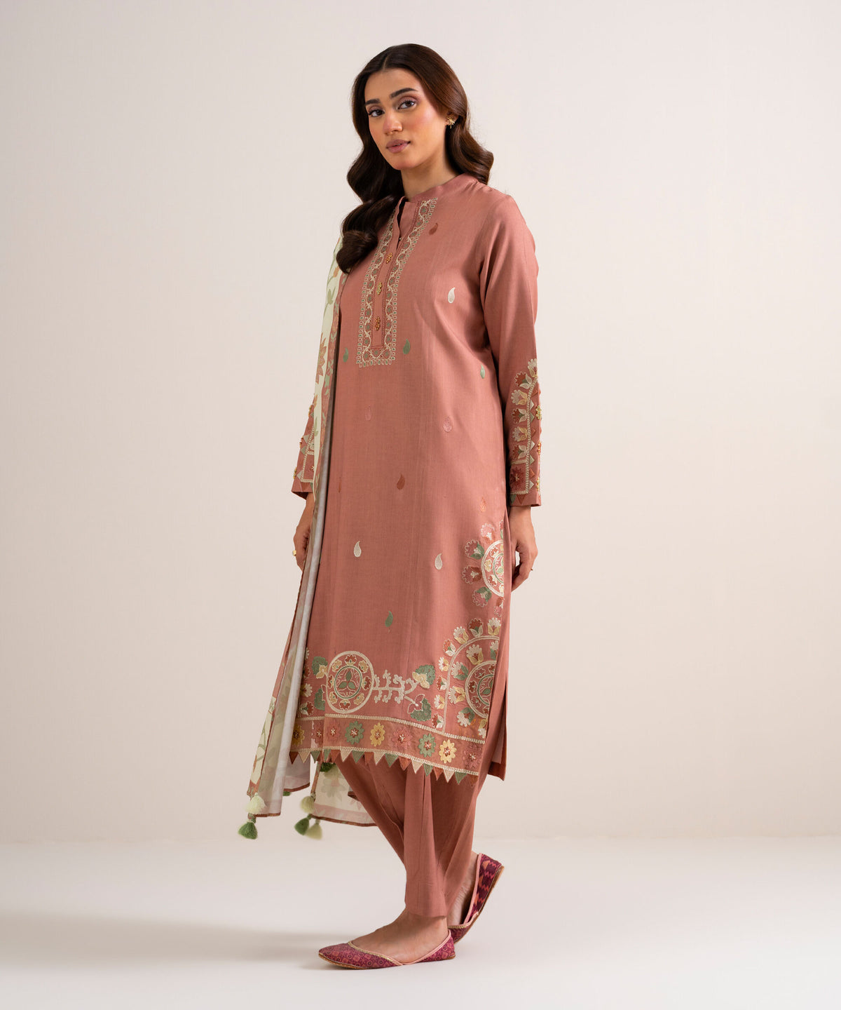 3 Piece - Embroidered Linen Suit 3PESGS26V856
