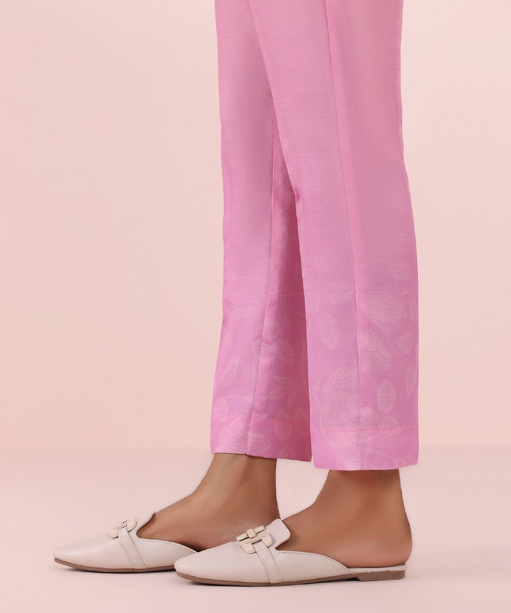 Printed Raw Silk Pants