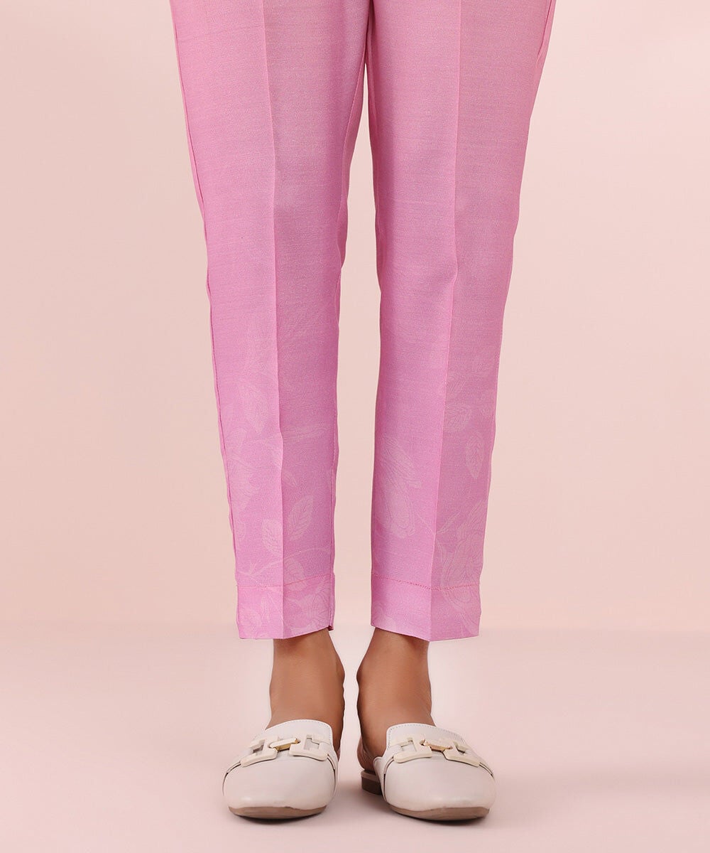 Printed Raw Silk Pants