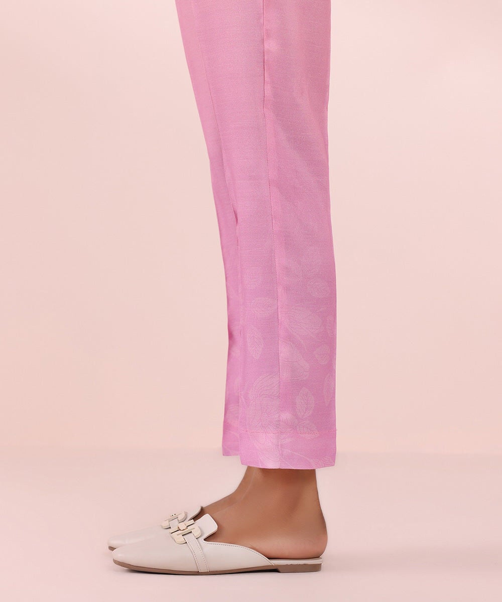 Printed Raw Silk Pants