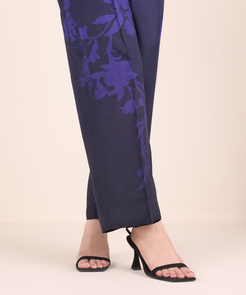 Printed Raw Silk Pants