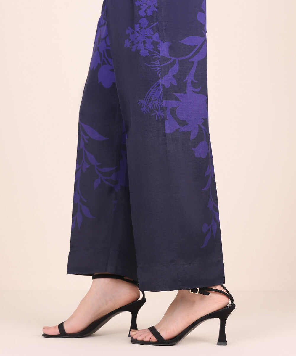 Printed Raw Silk Pants