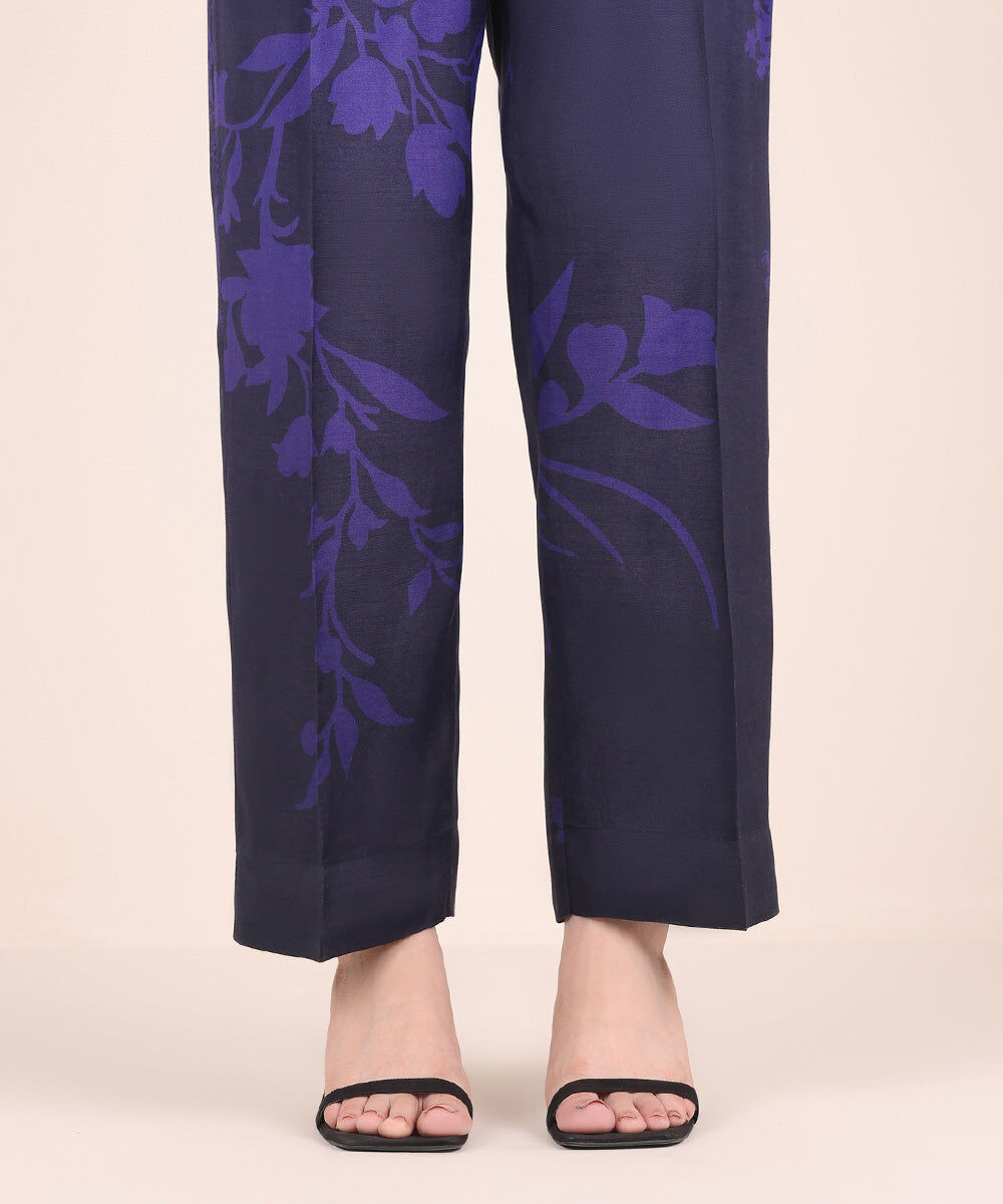 Printed Raw Silk Pants