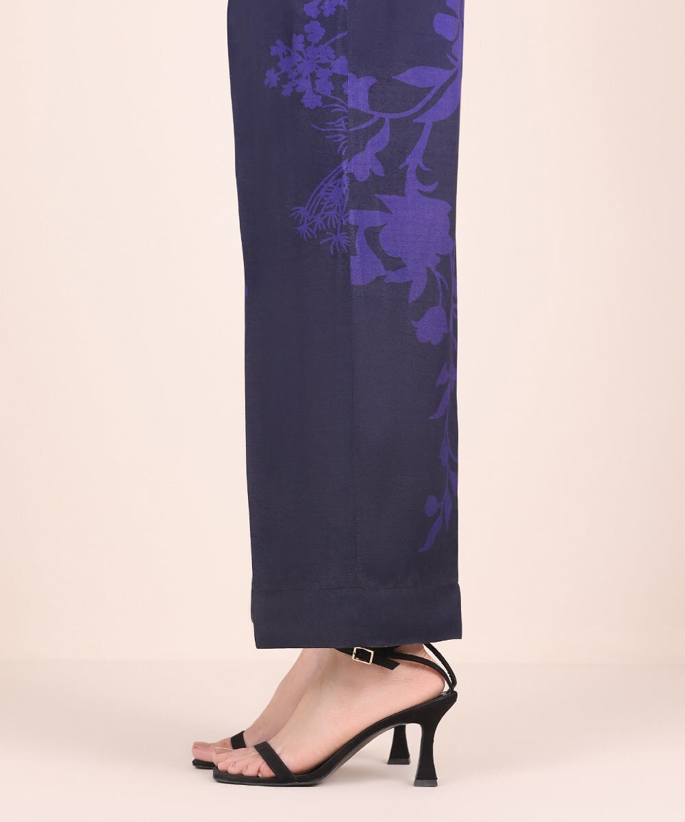 Printed Raw Silk Pants