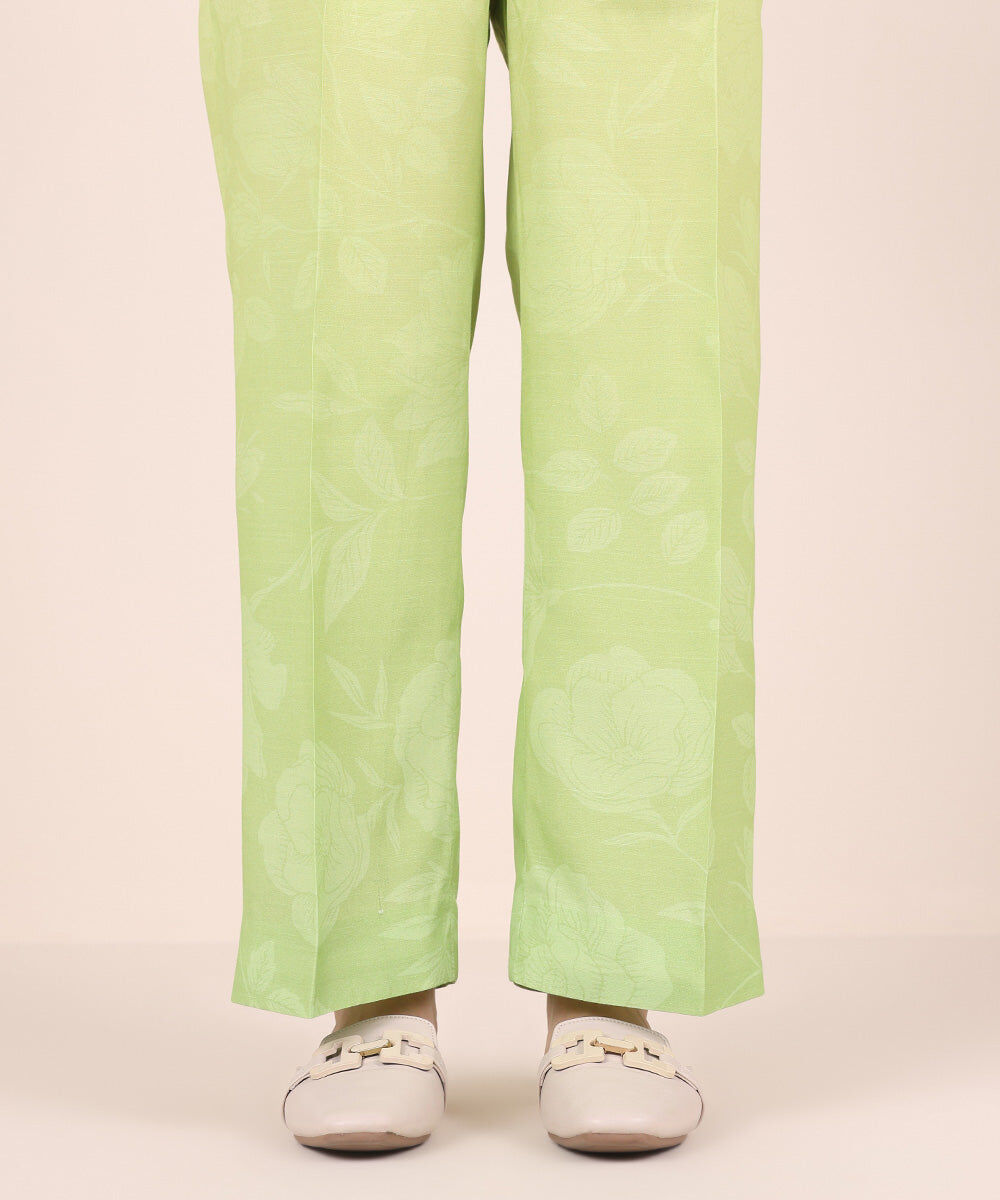 Printed Raw Silk Pants