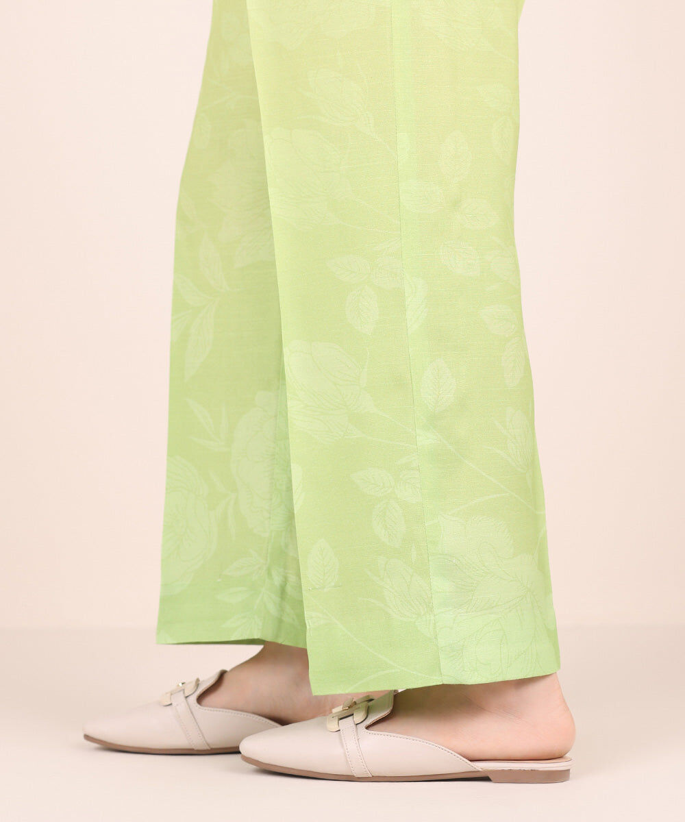 Printed Raw Silk Pants