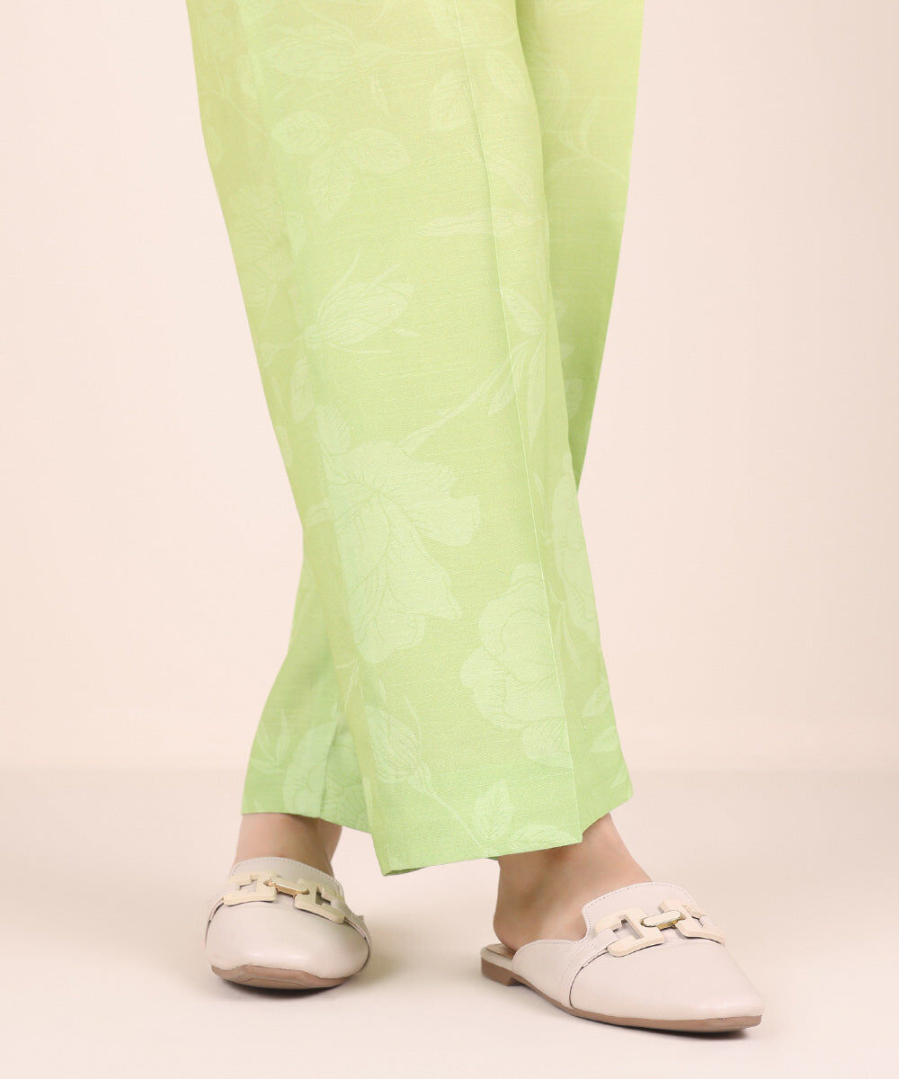 Printed Raw Silk Pants