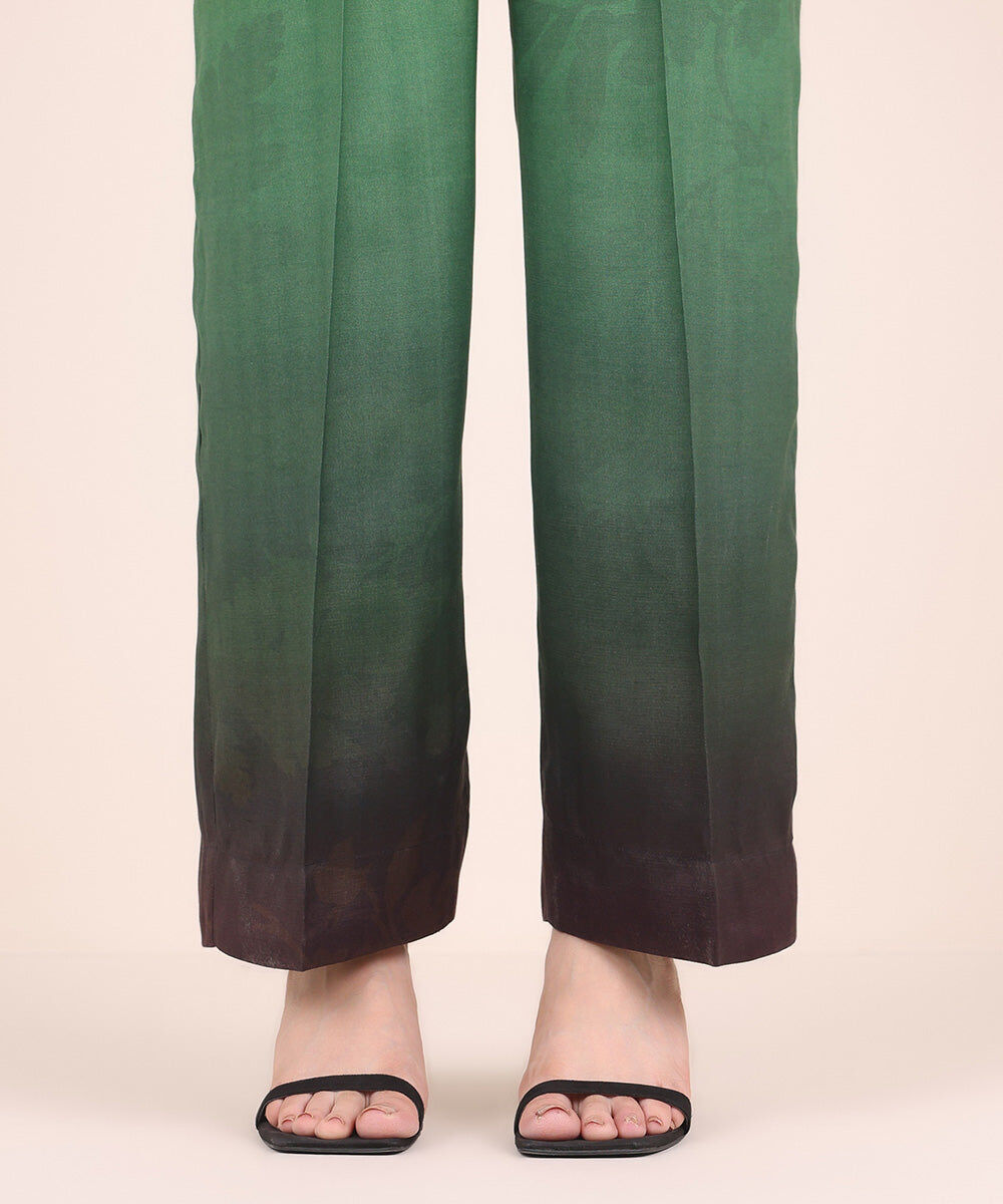 Printed Raw Silk Pants