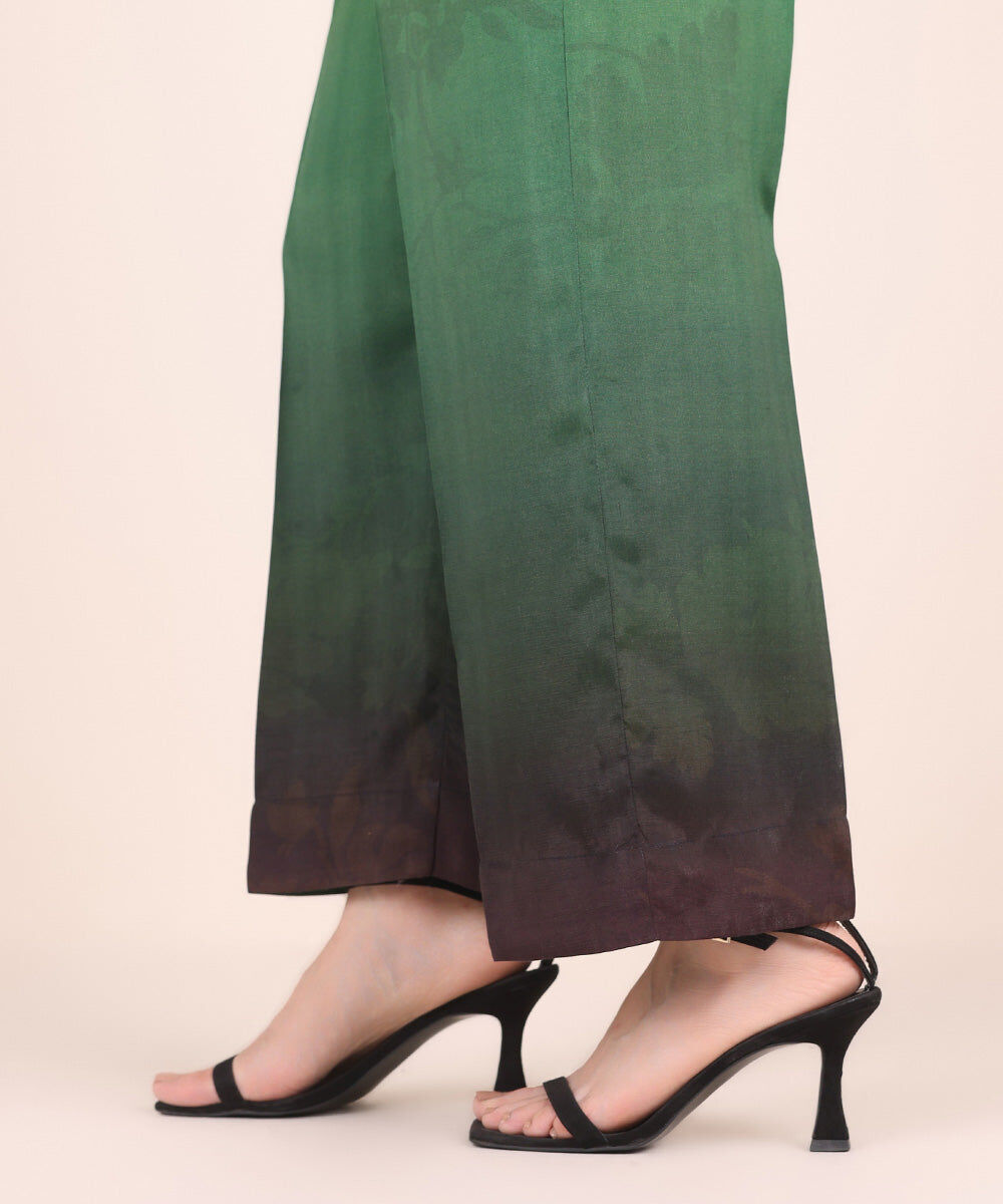 Printed Raw Silk Pants