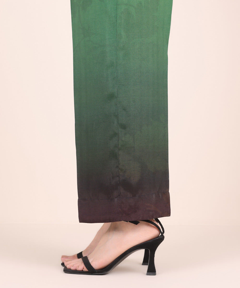 Printed Raw Silk Pants