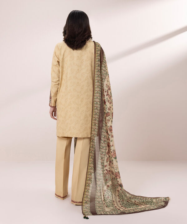 3 Piece - Embroidered Raw Silk Suit