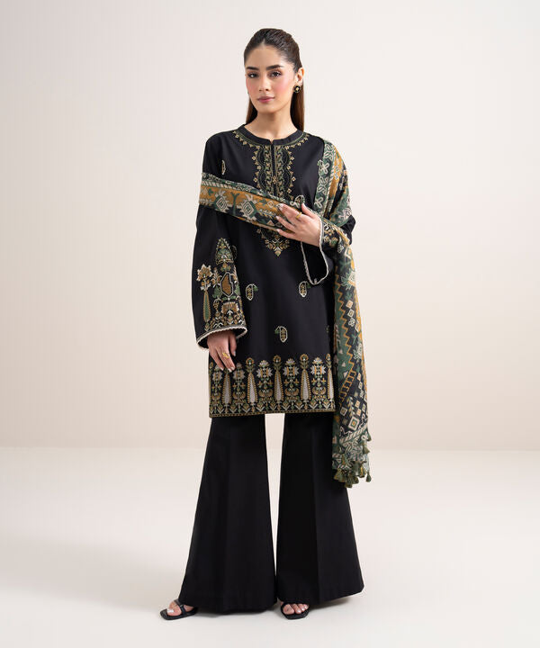 3 Piece - Embroidered Dobby Suit