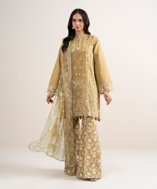 3 Piece - Embroidered Dobby Suit