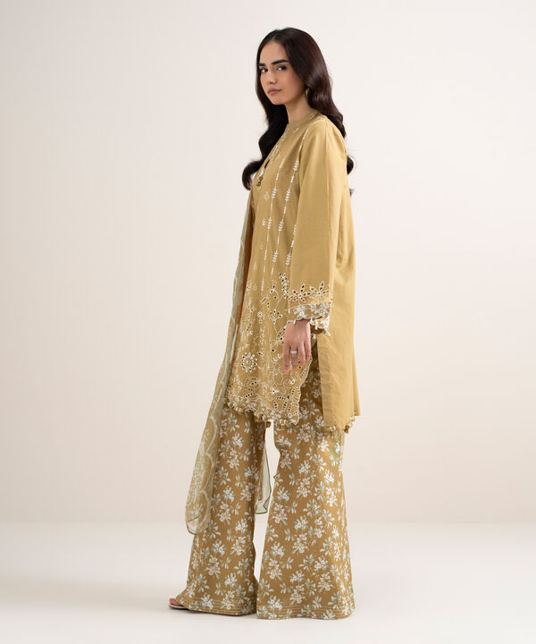 3 Piece - Embroidered Dobby Suit