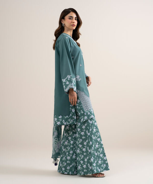 3 Piece - Embroidered Dobby Suit