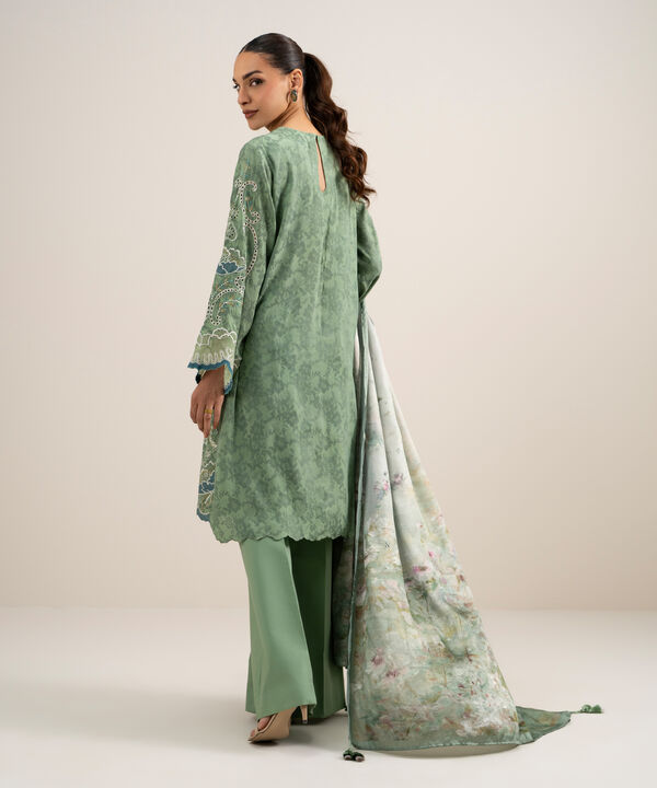 3 Piece - Embroidered Jacquard Suit