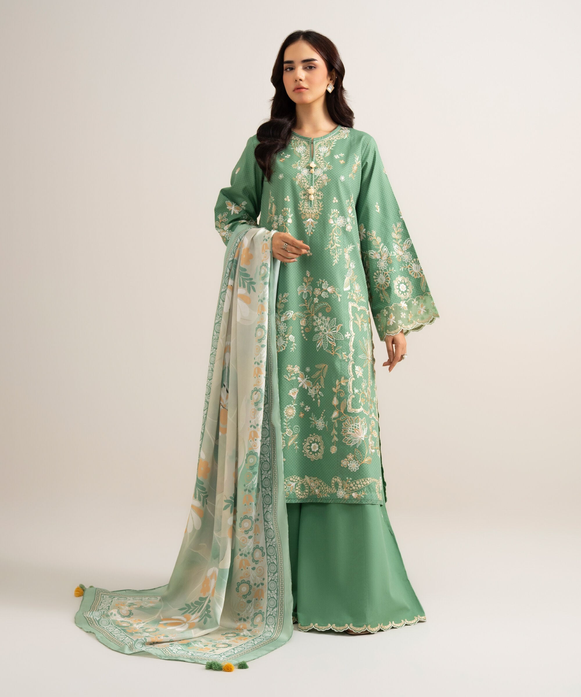 3 Piece - Embroidered Arabic Jacquard Suit 3PESTS26V721