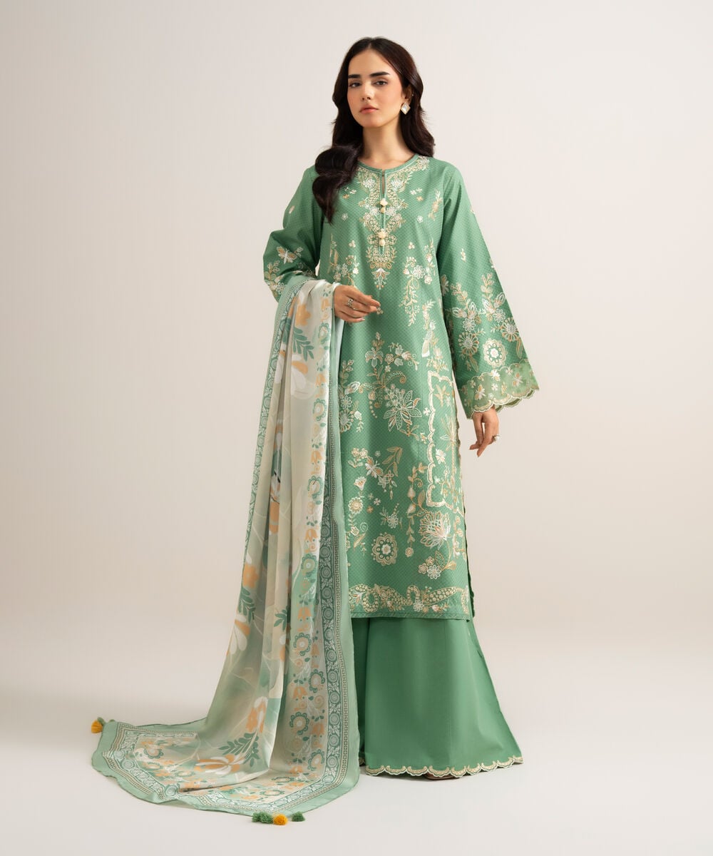 3 Piece - Embroidered Arabic Jacquard Suit 3PESTS26V721