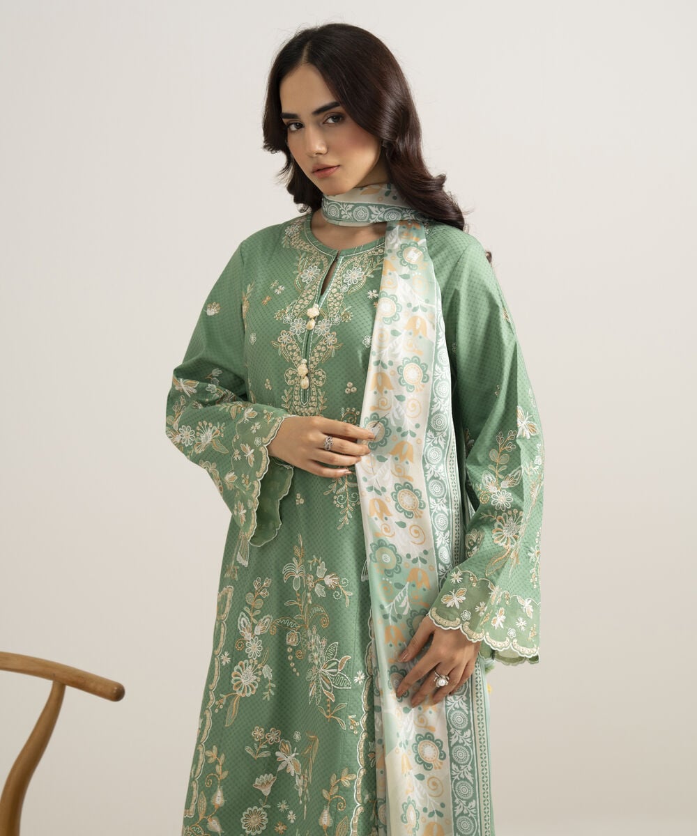 3 Piece - Embroidered Arabic Jacquard Suit 3PESTS26V721
