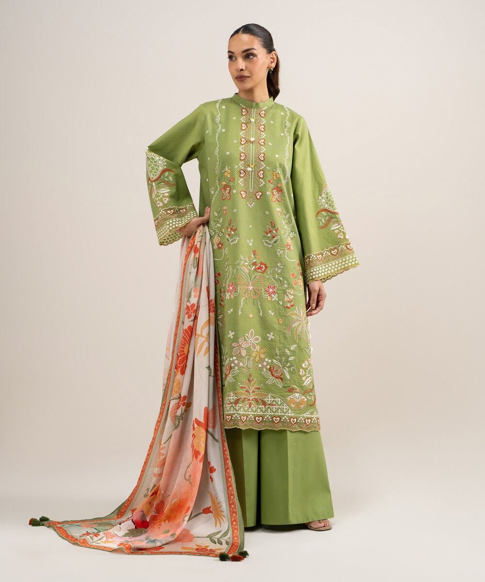 3 Piece - Embroidered Arabic Jacquard Suit 3PESTS26V722