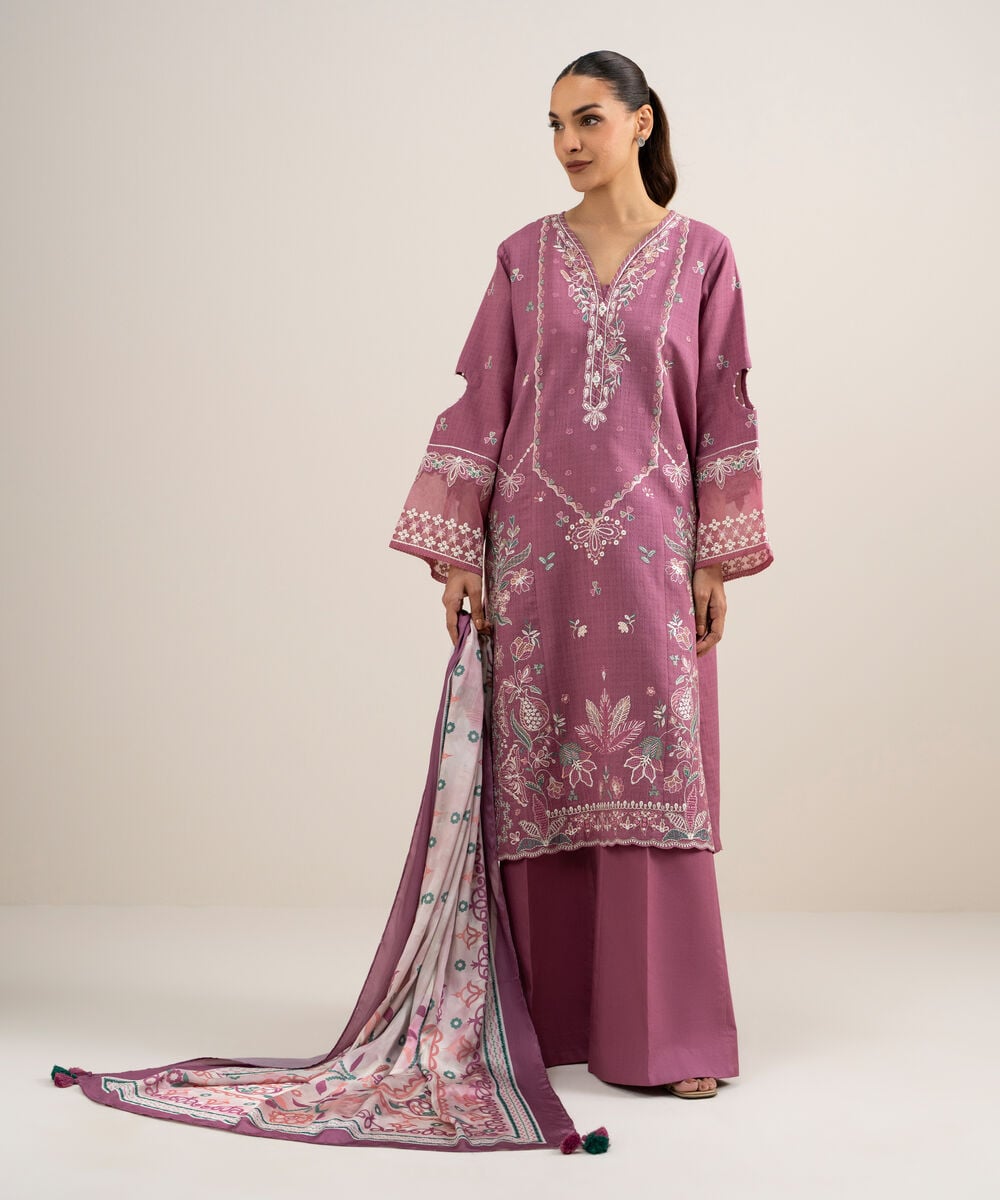 3 Piece - Embroidered Dobby Suit 3PESTS26V724