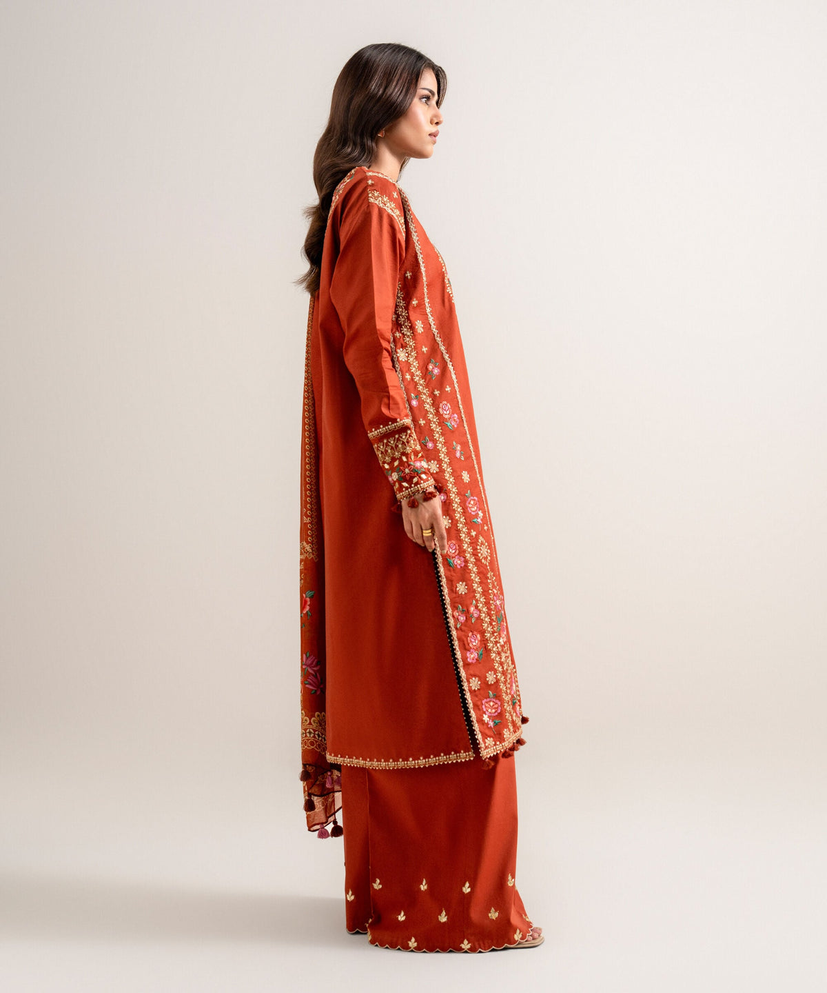 3 Piece - Embroidered Cotton Viscose Suit 3PESTS26V812