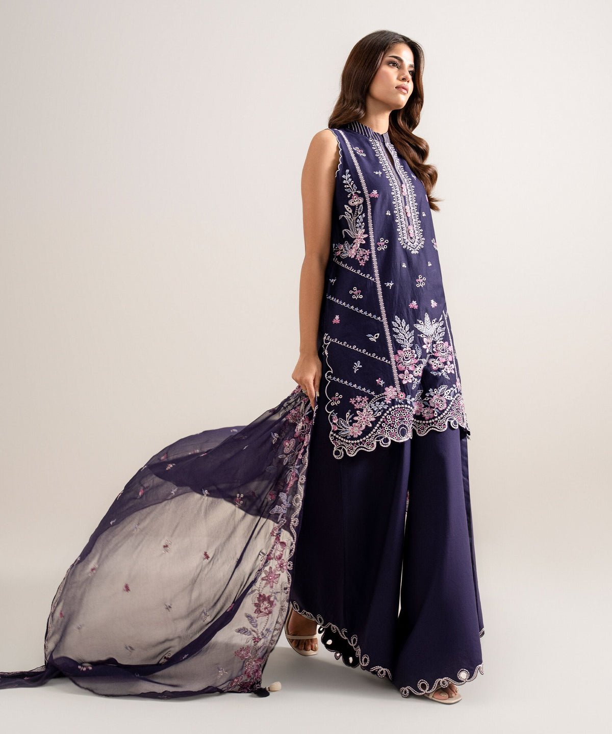 3 Piece - Embroidered Cotton Viscose Suit 3PESTS26V813