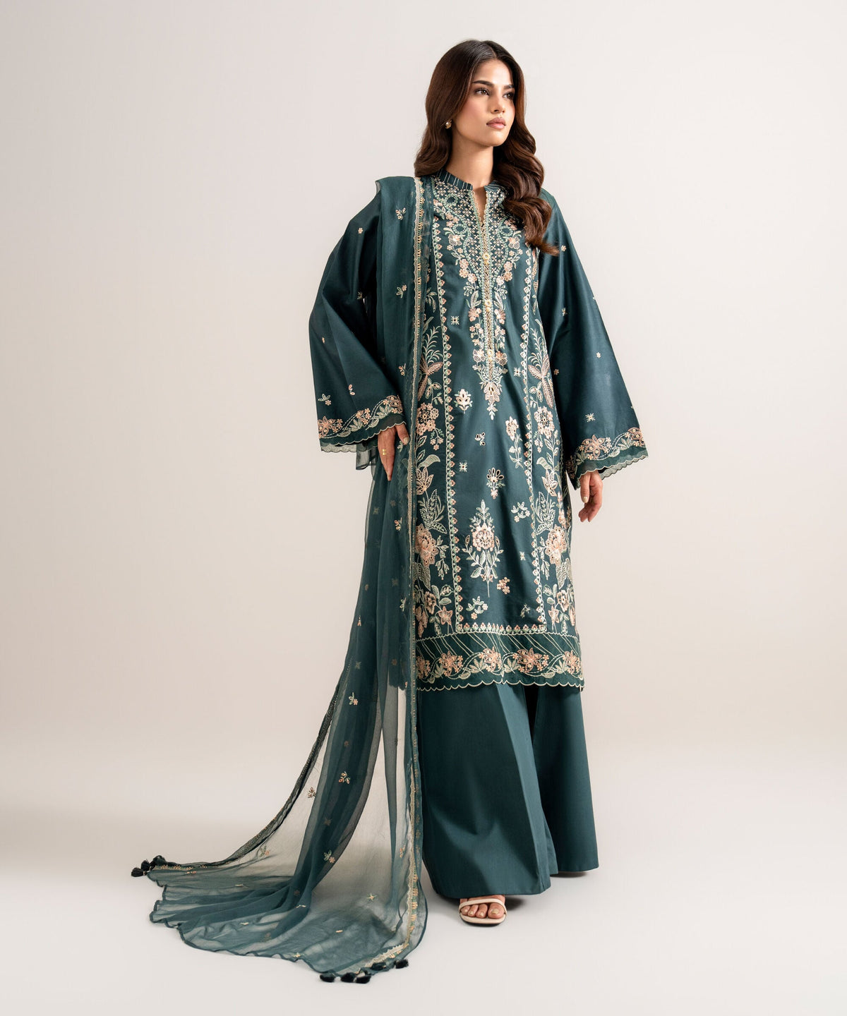 3 Piece - Embroidered Cotton Viscose Suit 3PESTS26V815