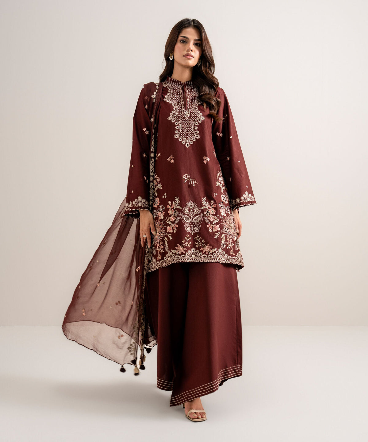 3 Piece - Embroidered Cotton Viscose Suit 3PESTS26V816