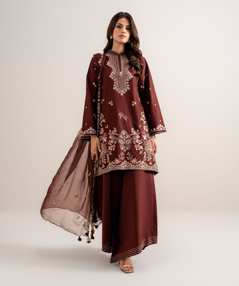3 Piece - Embroidered Cotton Viscose Suit 3PESTS26V816