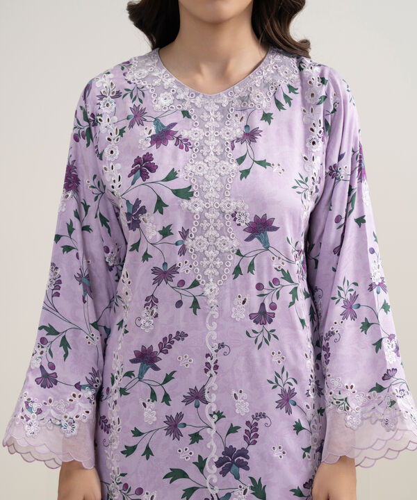 3 Piece - Embroidered Satin Suit