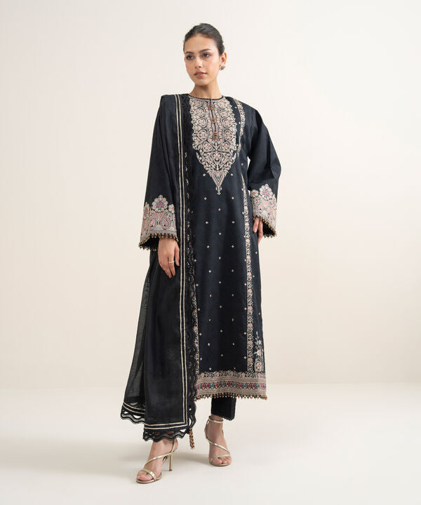 3 Piece - Embroidered Jacquard Suit