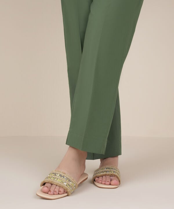 Solid Cambric Straight Pants