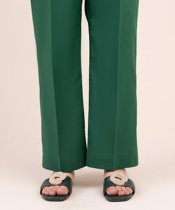 Solid Crosshatch Straight Pants