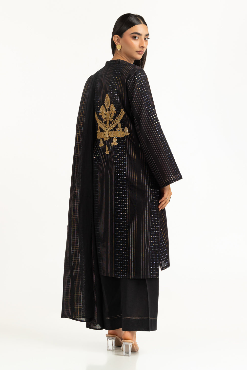 3Pc Jacquard Embroidered Suit