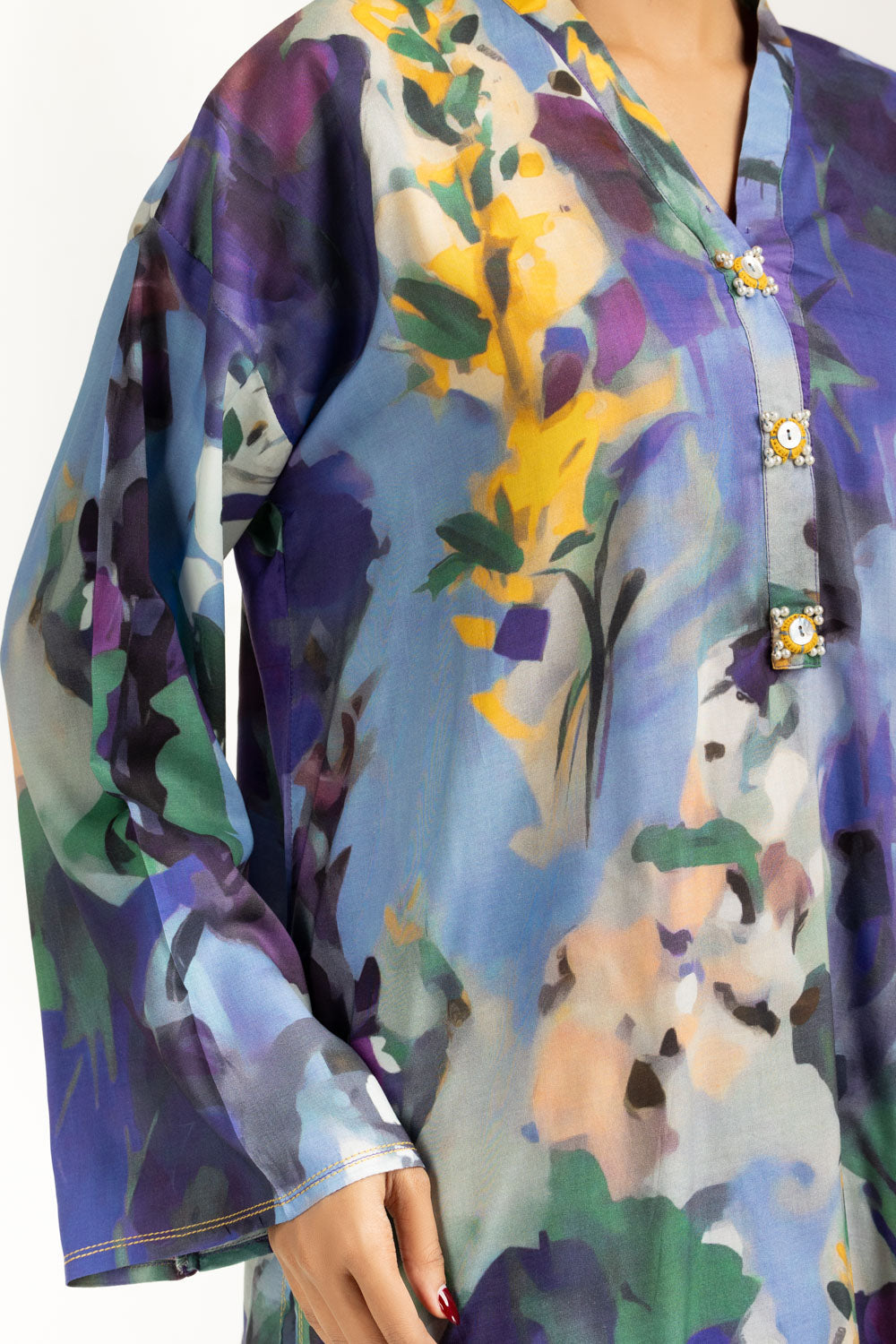 3Pc Linen Printed Suit