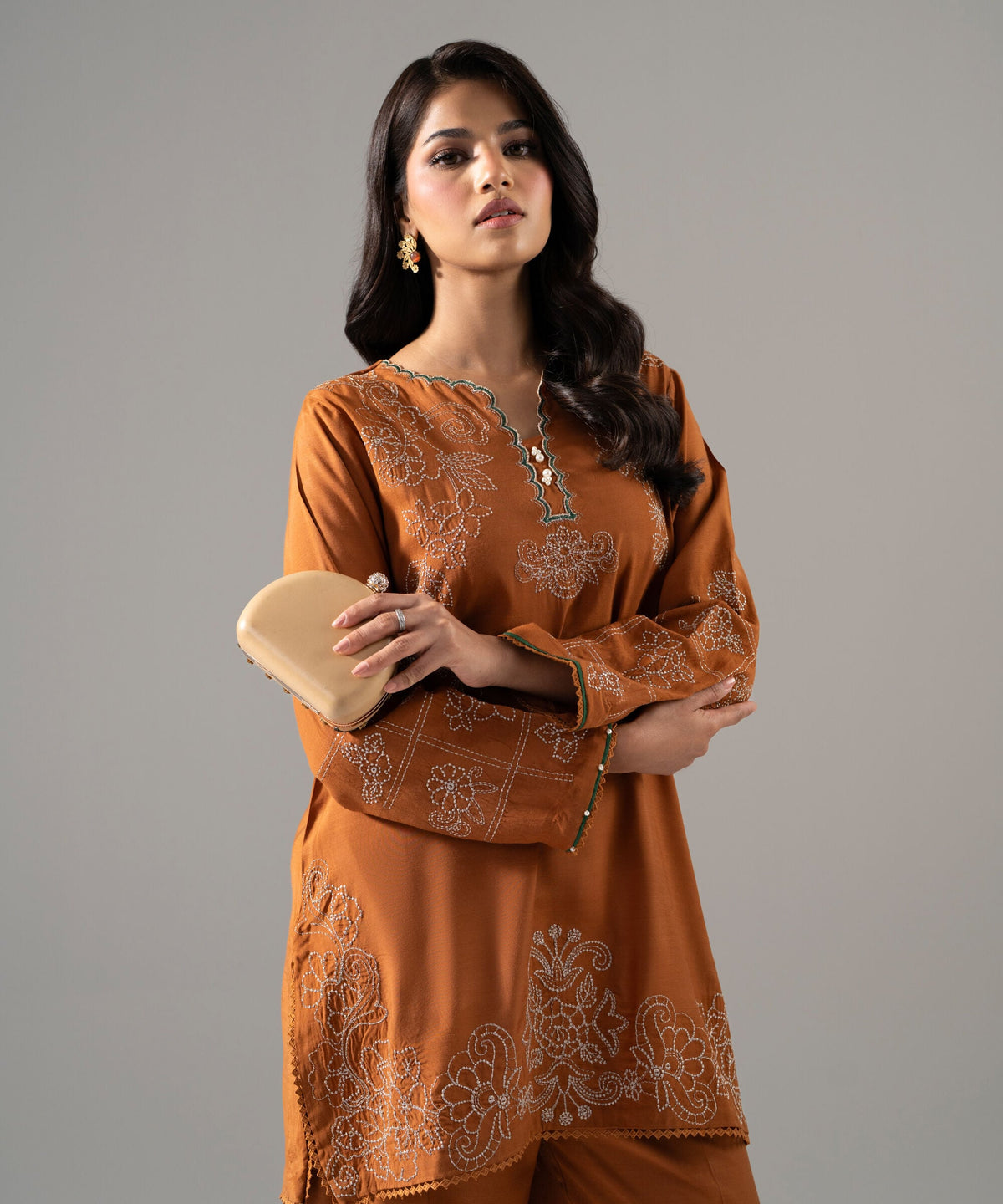2 Piece - Embroidered Raw Silk Suit 3SFS26FMV614