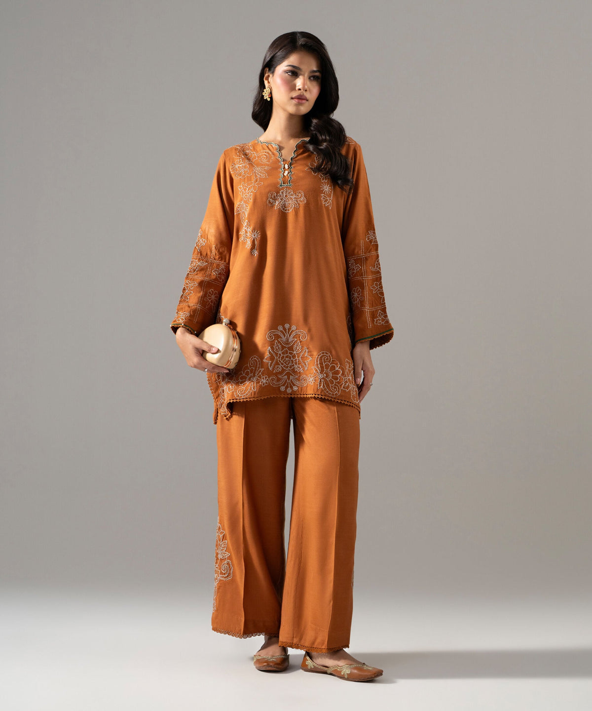 2 Piece - Embroidered Raw Silk Suit 3SFS26FMV614
