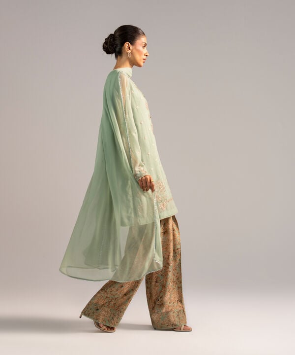3 Piece - Embroidered Chiffon Suit