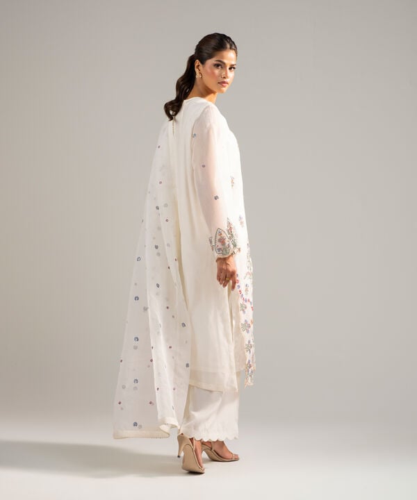 3 Piece - Embroidered Khaddi Net Suit