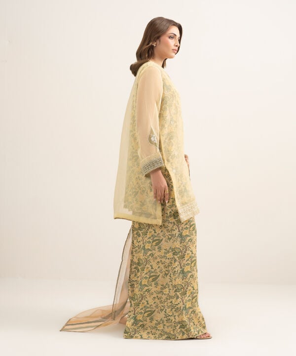 3 Piece - Embroidered Organza Suit