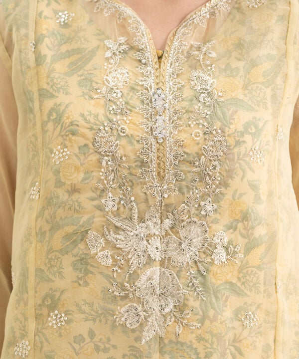 3 Piece - Embroidered Organza Suit