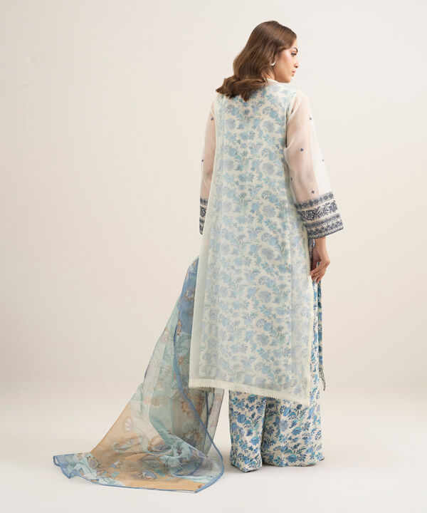 3 Piece - Embroidered Organza Suit