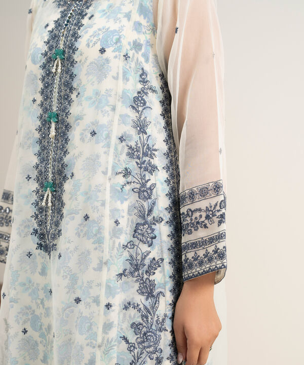 3 Piece - Embroidered Organza Suit