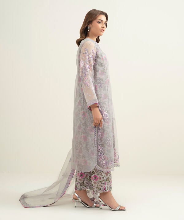 3 Piece - Embroidered Organza Suit
